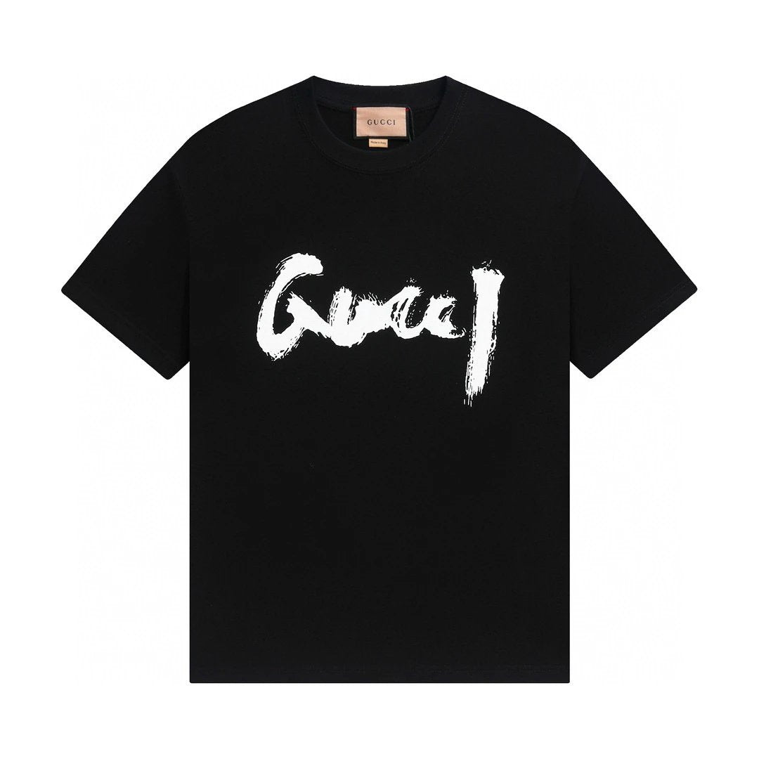 Gucci T-shirt Chest Calligraphy Letter Print logo round Neck Short Sleeve25ss New Pure Cotton Unisex Style T Casual T-Shirt Base Layer Shirt OS Loose Fit Half Sleeve Top Plus Size