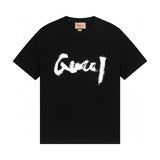 Gucci T-shirt Chest Calligraphy Letter Print logo round Neck Short Sleeve25ss New Pure Cotton Unisex Style T Casual T-Shirt Base Layer Shirt OS Loose Fit Half Sleeve Top Plus Size