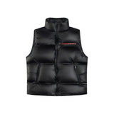 PRADA Down jacket Red Label Vest Down Jacket Casual Loose Versatile Stand Collar White Duck Down Short Sleeveless Coat Unisex24ss New Winter Products