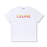 Celine T-shirt Colorful Letter Print on the Chest logo round Neck Short Sleeve25ss New Pure Cotton Unisex Style T Casual T-Shirt Base Layer Shirt OS Loose Fit Half Sleeve Top Plus Size