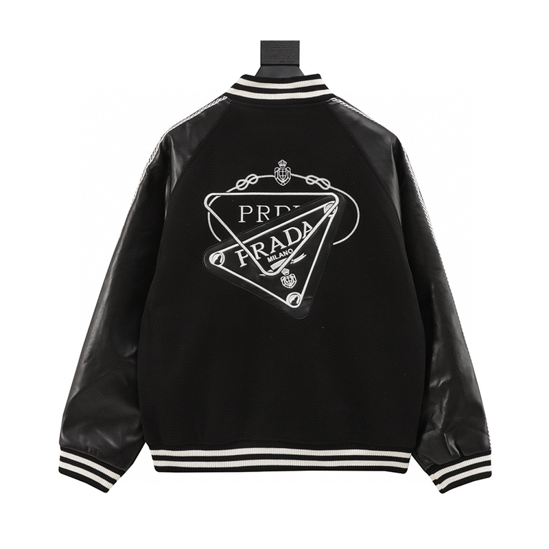 PRADA Jackets  Triangle Mark Embroidery Stitching Baseball Uniform Jacket Coat for Men and Women