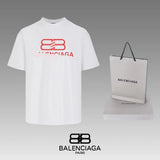 Balenciaga T-shirt Double-breasted B Color-block Letter Print logo round Neck Short Sleeve25ss New pure cotton T Unisex T-Shirt OS Drop Shoulder Loose Fit Base Shirt Top T-Shirt Short Sleeve