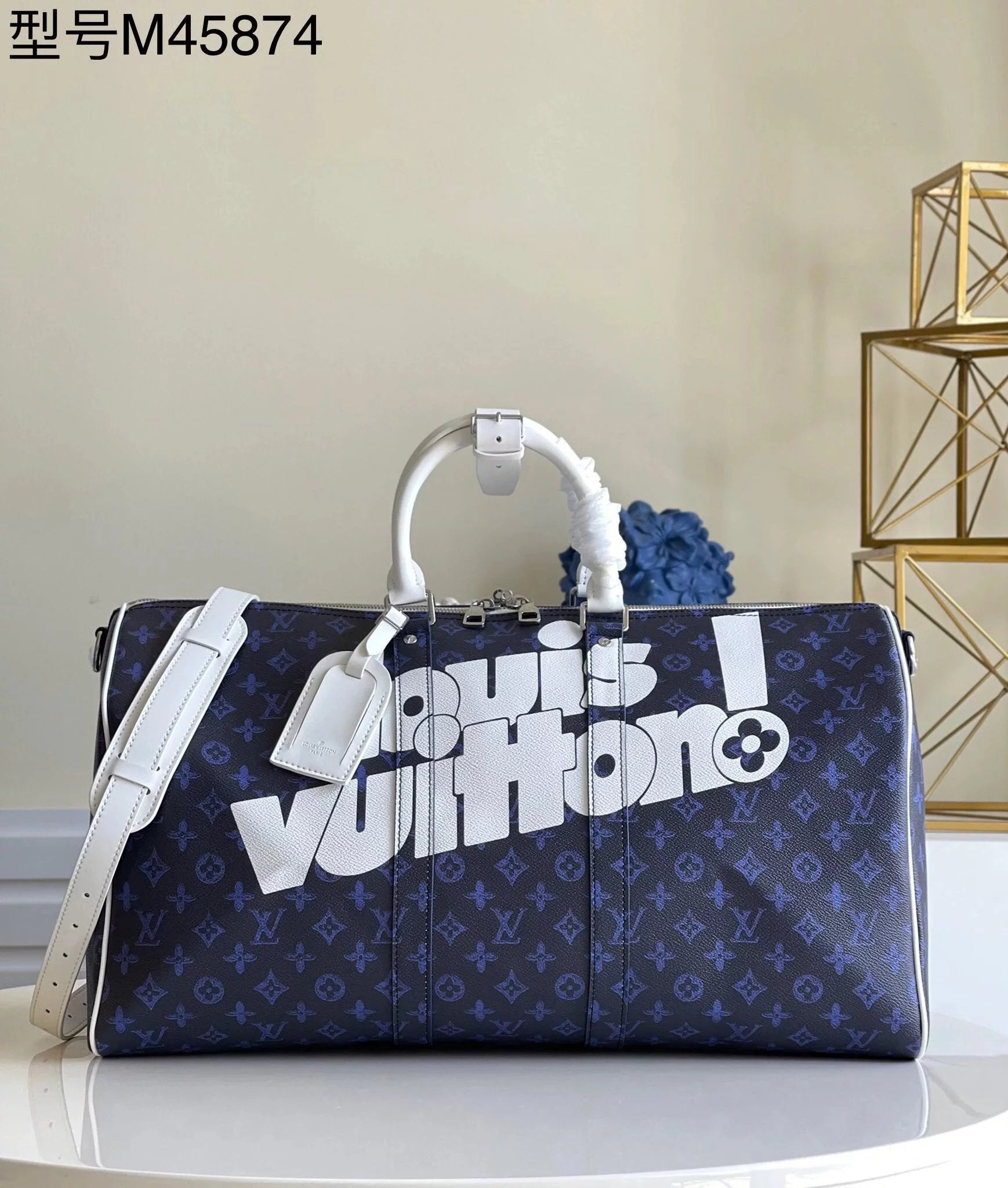 Louis Vuitton LV Travel Bag Top version 【Exclusive Real Shot M45874】2021-22Autumn and Winter Show Reveal Everyday Capsule Series KeepallBandouliere55Travel Bag Travel Bag Luggage Bag Luggage Bag Monogram Coated Canvas