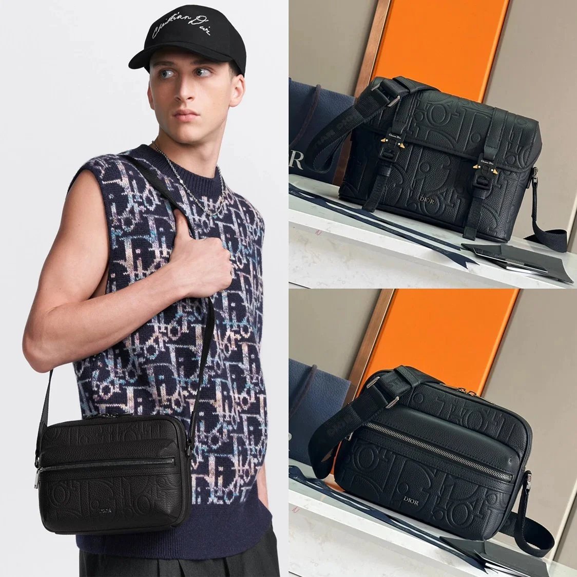 Dior Men's Bag Top version 【Surrogate Shopping Version Original Leather】24Autumn and Winter New Men's Clothing Series Rider2.0Messenger Bag Zipper Messenger Bag Messenger Bag Men's Messenger Bag Shoulder Bag Messenger Bags New Camera Bag Flip Messenger Ba