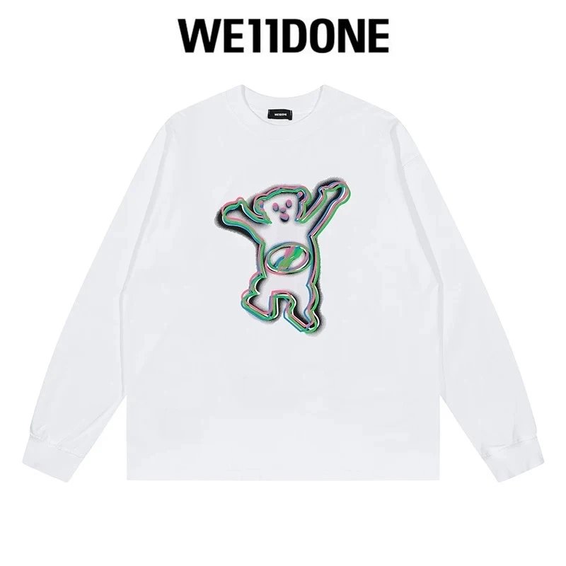 We11done Hoodie Top Version Zhao Lusi Yang Mi Long Sleeve T T-shirt Color Graffiti Letters Gradient Spring and Autumn