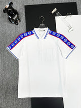 Gucci T-shirt Double Shoulder Brand Webbing logoPOLO Short Sleeve Turn-down Collar Shirt Unisex Summer Loose Fit T Business Commuter Short Sleeve Shirt Plus Size