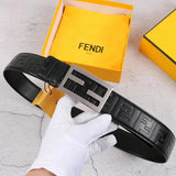 FENDI Belt Top version In Stock High Quality Genuine Leather Men's Belt Men's and Women's Business Casual All-Match Belt