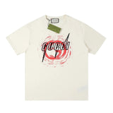 Gucci T-shirt Front Chest Blade Letter Print logo round Neck Short Sleeve25ss New pure cotton T Unisex T-Shirt OS Drop Shoulder Loose Fit Base Shirt Top T-Shirt Short Sleeve
