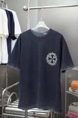 Chrome Hearts T-shirt Early Spring New Style Horseshoe Rhinestone Short Sleeve Round Neck Short Sleeve25ss New Pure Cotton Unisex Style T T-shirt OS Loose Fit Base Shirt Short Sleeve Top T-Shirt