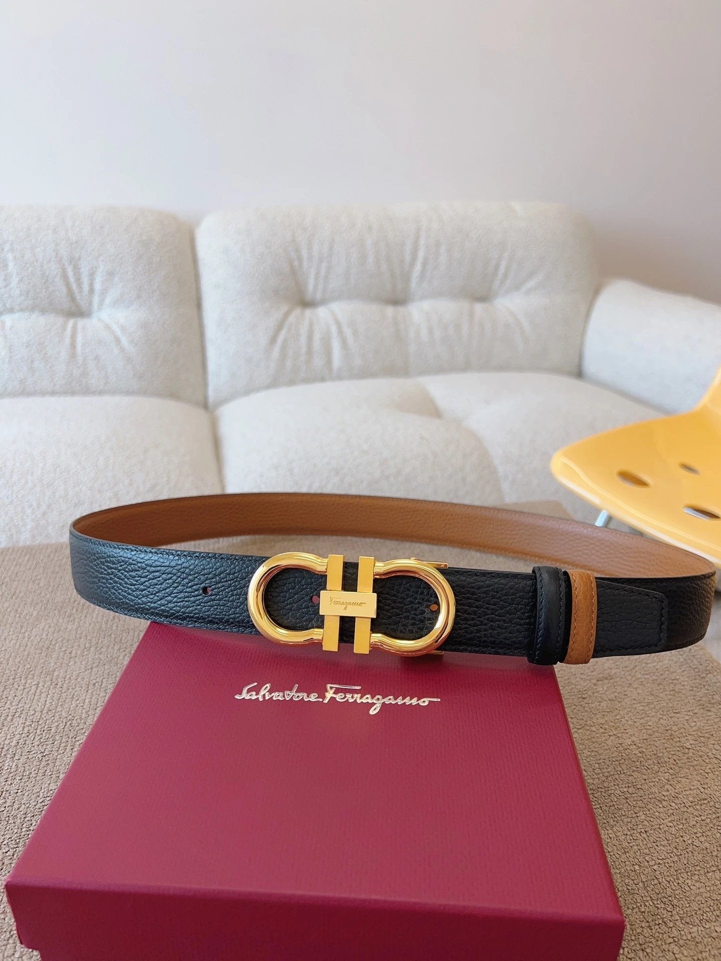 Ferragamo Belt Top version Men's Belt NFC Chip Anti-Counterfeiting Surrogate Shopping Genuine Goods Level Big Brand Men's Leather Belt Leisure Business Vachette Clasp Double-Sided Genuine Leather Belt