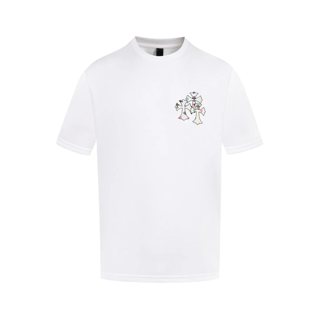 Chrome Hearts T-shirt Embroidery logo round Neck Short Sleeve25ss New Pure Cotton Unisex Style T T-shirt OS Loose Fit Base Shirt Top Half Sleeve T-Shirt