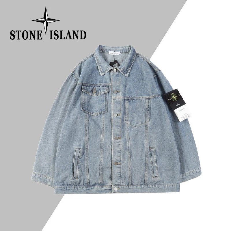 Stone Island Jackets Coats One piece dropshipping2024Autumn New Trendy Stone Denim Cargo Pants Coat Jacket Same Style for Men and Women