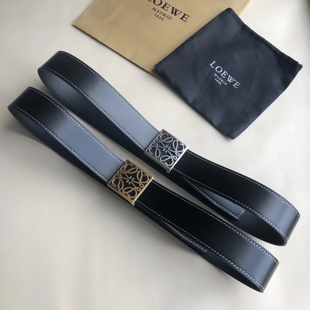 LOEWE Belt Top version Belt Genuine Cattlehide Leather Surface Original Single Original Single Double-Sided First Layer Original Cowhide3.8Men's Leather Belt Man's Belt Men's Belt Business Casual Pants Belt Men's Business Casual Belt Belt Men's High-End B