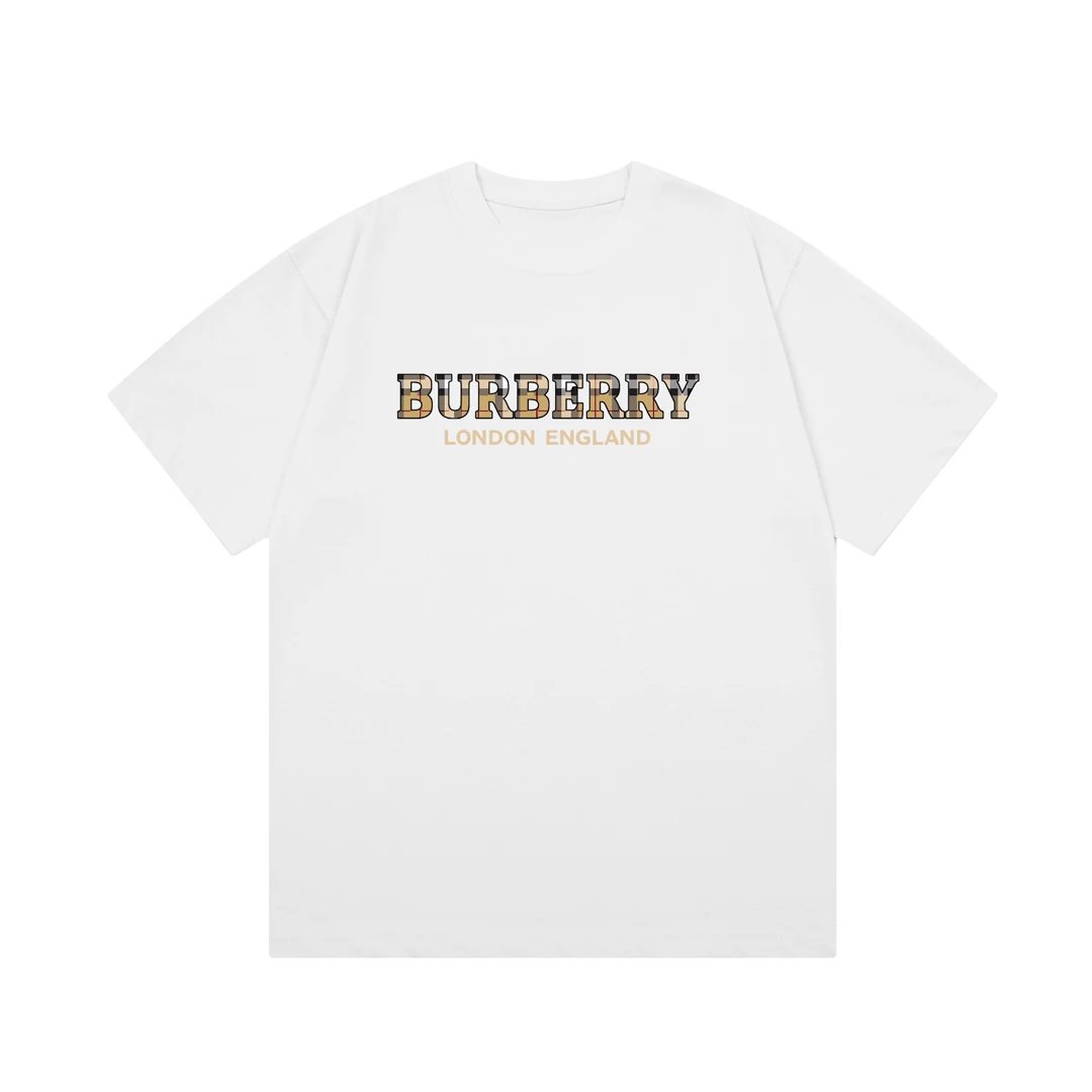 Burberry T-shirt Chest Plaid Print logo round Neck Short Sleeve25ss New Pure Cotton Unisex Style T T-shirt OS Loose Fit Base Shirt Top Half Sleeve T-Shirt