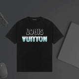Louis Vuitton LV T-shirt Gradient Letter Print on the Chest logo round Neck Short Sleeve25ss New Pure Cotton Unisex Style T T-shirt OS Loose Fit Base Shirt Top Half Sleeve T-Shirt