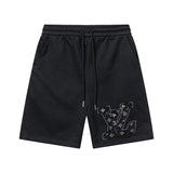 Louis Vuitton LV Shorts Pre-Torn Patchwork Letter Print logo Five-point Shorts25ss New Drawstring Casual5Two-Piece Casual Sweatpants Summer Pants Unisex Pure Cotton Sweatpants
