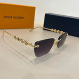 Louis Vuitton LV Sunglasses Letter Print Gold Rim Sunglasses Slimming Non-Prescription Women's UV Protection Driving Beach Fishing25ss New Sports Casual Versatile