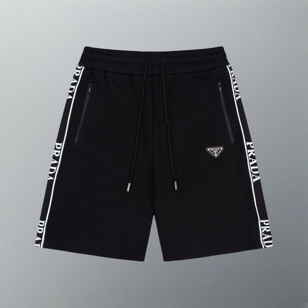 PRADA Shorts Double-sided Letter Embroidery Ribbon logo Five-point Shorts25ss New Drawstring Casual Summer Pants American Style5Two-in-One Casual Sweatpants for Men and Women, Pure Cotton Joggers