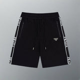 PRADA Shorts Double-sided Letter Embroidery Ribbon logo Five-point Shorts25ss New Drawstring Casual Summer Pants American Style5Two-in-One Casual Sweatpants for Men and Women, Pure Cotton Joggers