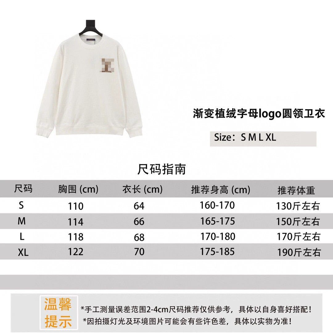 Louis Vuitton LV Hoodie 24Fw Gradient Flocking Letters logo round Neck Sweater for Men and Women