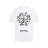 Chrome Hearts T-shirt Back with Sanskrit Embroidery logo round Neck Short Sleeve25ss New Pure Cotton Unisex Style T T-shirt OS Loose Fit Base Shirt Top Half Sleeve T-Shirt