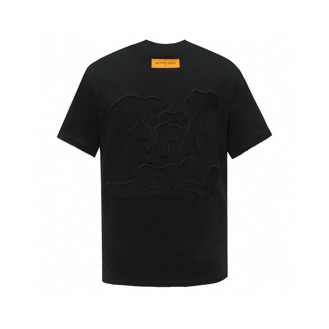 Louis Vuitton LV T-shirt Appliqué Embroidery Logo logo round Neck Short Sleeve25ss New Pure Cotton Unisex Style T T-shirt OS Loose Fit Base Shirt Short Sleeve T-Shirt Top