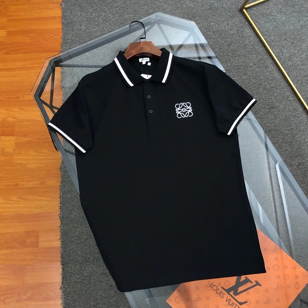 LOEWE T-shirt 2025New Classic logo Embroidery POLO Short Sleeve Turn-down Collar Shirt Unisex Summer Solid Color Loose Fit T Business Commuter Short Sleeve Shirt Plus Size