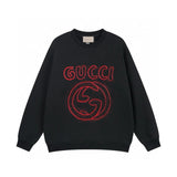 Gucci Hoodie Large Chest Embroidery logo Round Neck Sweatshirt Long Sleeve Base Shirt Jacket Top Fashion Unisex Sports Casual Loose Fit Versatile Autumn Winter New Arrival