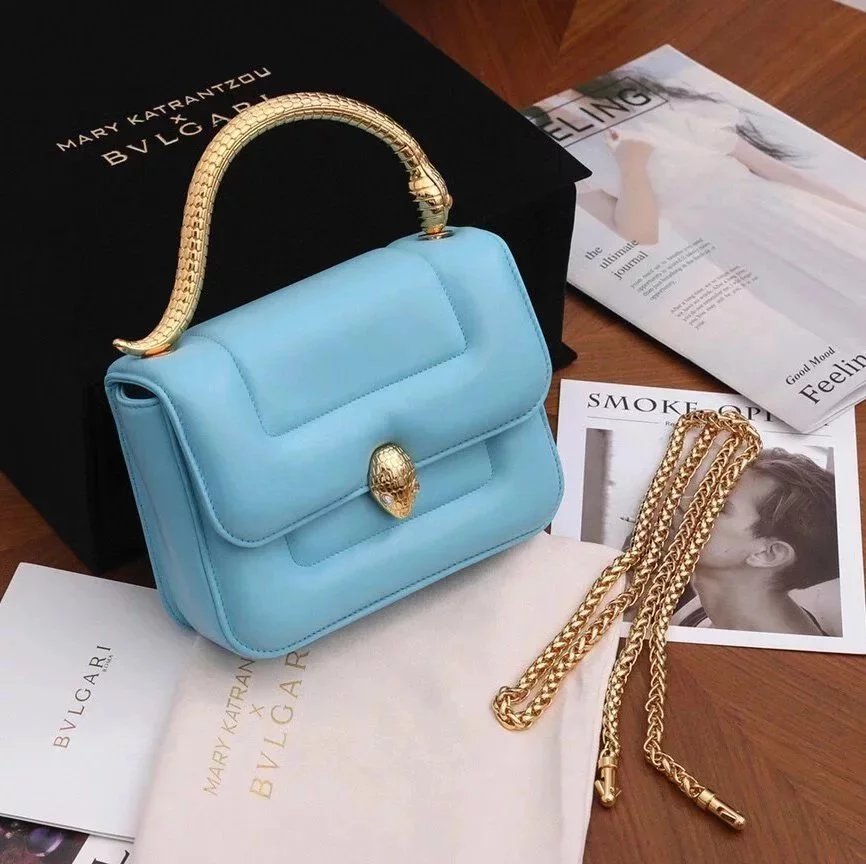 BVLGARI Bag Top version 291070SERPENTI Series MARYKATRANTZOU Bag Decorated with a Snake's Head Snake Head Women's Bag Handle Chain Shoulder Bag Messenger Bag Handbag