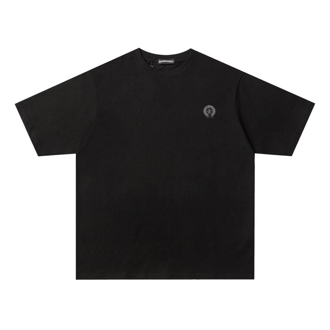 Chrome Hearts T-shirt Front Chest Small Logo Rhinestone Horse Hoof LOGO round Neck Short Sleeve25ss New pure cotton T Unisex T-Shirt OS Loose Fit Base Shirt Top T-Shirt Short Sleeve