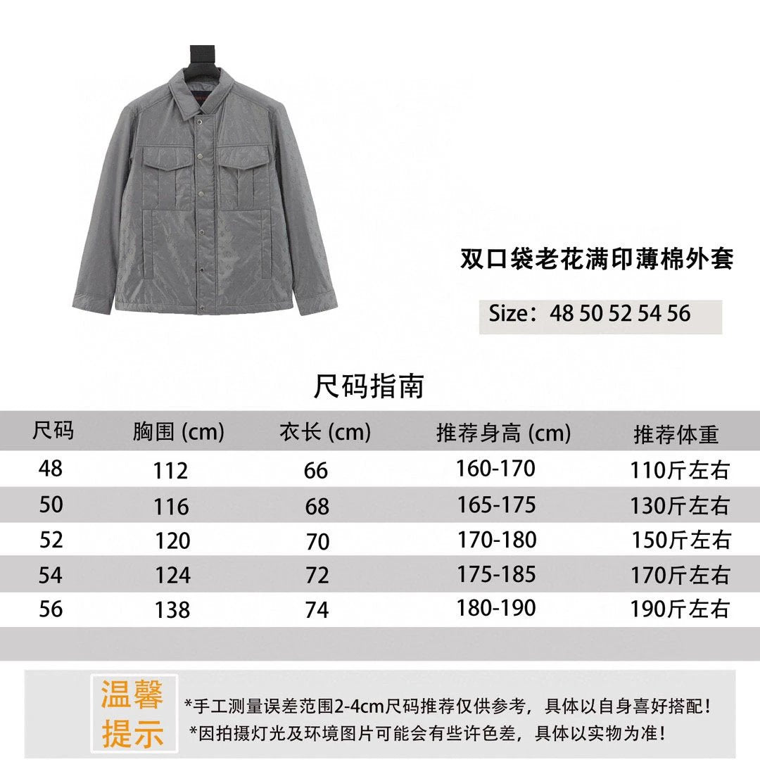 Louis Vuitton LV Jackets Double-Pocket Thin Cotton Coat for Men and Women