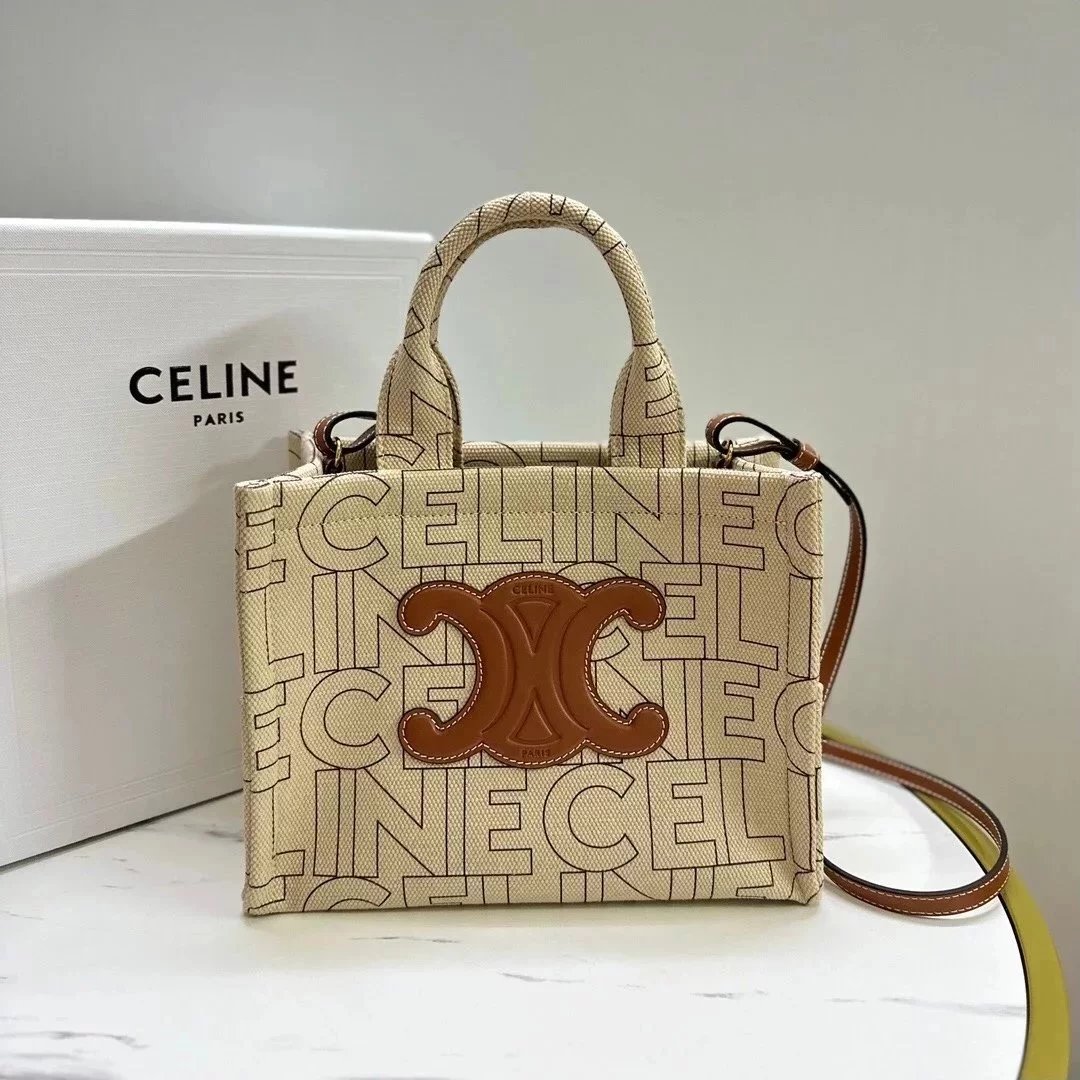 Celine women's bag Top version 【Premium Edition】Summer Hot Sale New Fabric Small Tote Bag Portable Vegetable Basket Bag Cabas Mini Tote Bag Music Scores Bag New AVA Selenodont Bag Underarm Bag Hobos Moon Bag Hobos New Sense of Technology logo Printed Patt