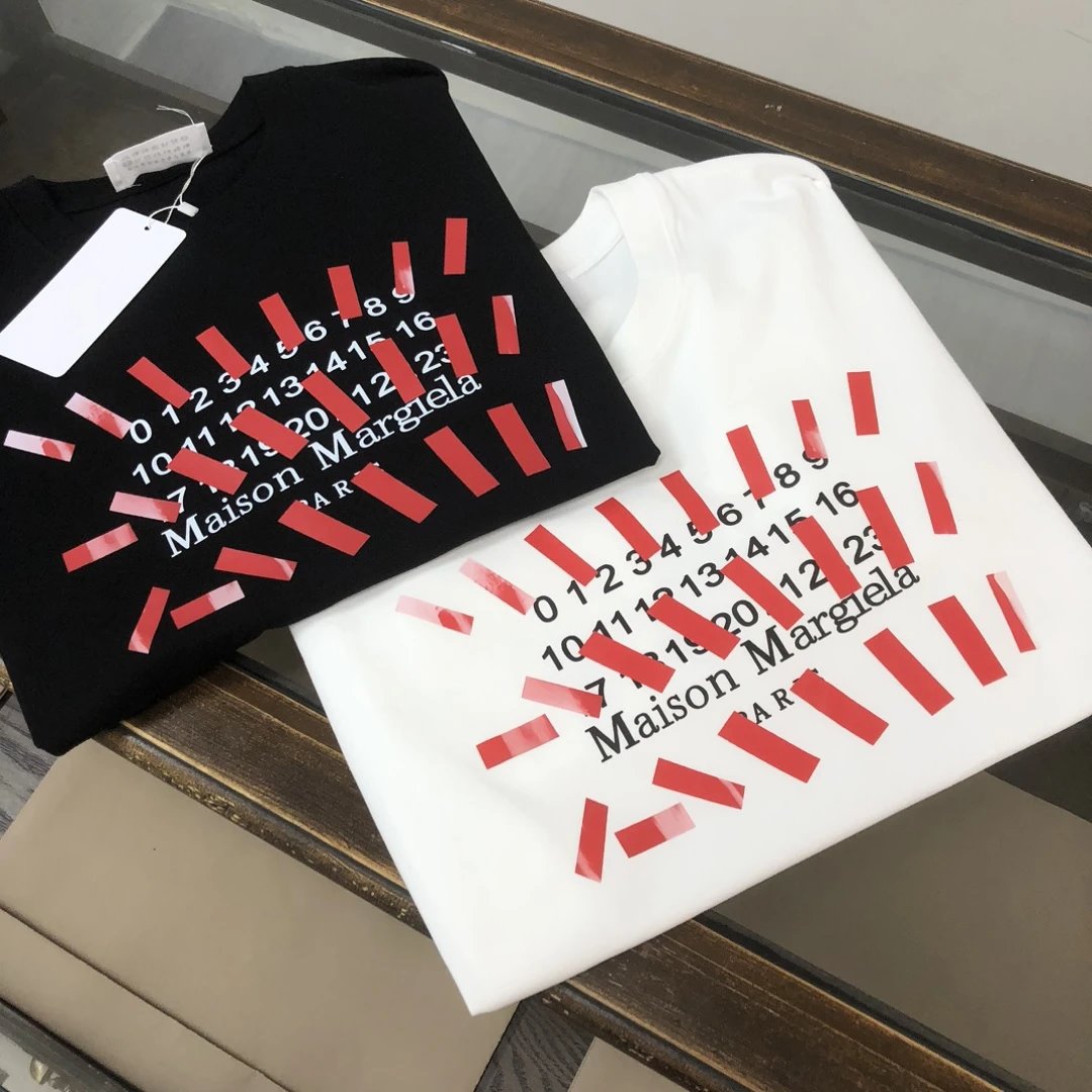 Maison Margiela T-shirt Chest Number Pattern Print logo round Neck Short Sleeve25ss New Pure Cotton Unisex Style T T-shirt OS Loose Fit Base Shirt Half Sleeve T-Shirt Top Half Sleeve