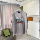 Balenciaga T-shirt Chest Character Pattern Print logo round Neck Short Sleeve25ss New Pure Cotton Unisex Style T T-shirt OS Loose Fit Base Shirt Top Half Sleeve T-Shirt