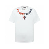 Chrome Hearts T-shirt Front and Back Sanskrit Script Toothbrush Embroidered Round Neck Short Sleeve25ss New Pure Cotton Unisex Style T T-shirt OS Loose Fit Base Shirt Short Sleeve T-Shirt Top