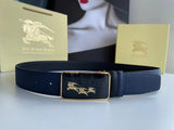 Burberry Belt Top version 【Original Custom】Original New Men's Leather Belt Width3.5cm Double-Sided Imported First Layer Calfskin Full Grain Leather Genuine Goods Quality Original Letter Rotating Buckle Counter Full Set Gift Box Packaging B Home Belt