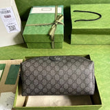 Gucci Women's Bag Top version 【Original Leather Highest Version】New2023New Men's Handbag Ophidia Series Interlocking Double G Clutch Wash Bag Storage Bag Cosmetic Bag Wash Box Bag New Color Gray572767598234