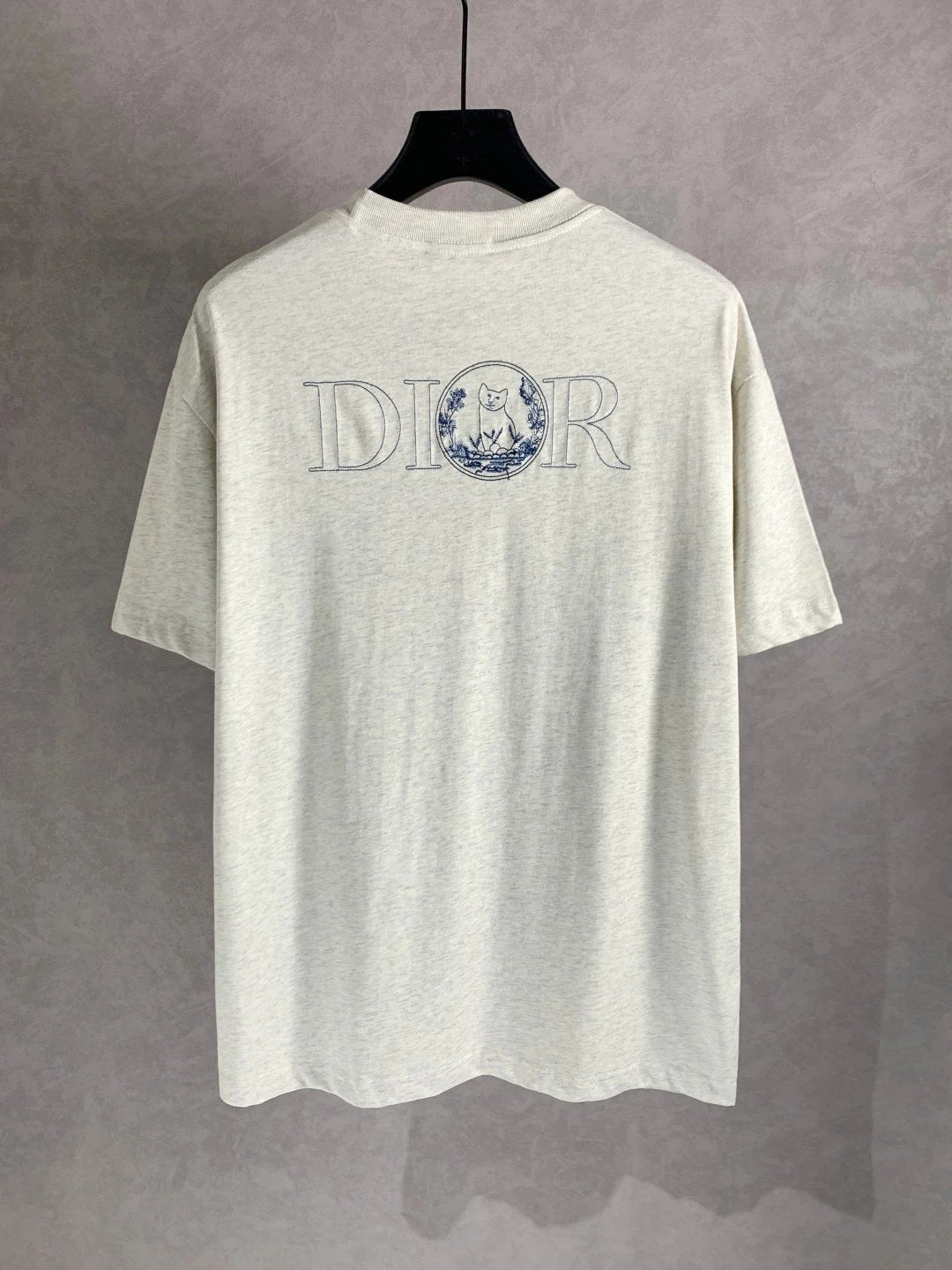 Dior T-shirt Front and Back Little Lazy Cat Embroidery logo round Neck Short Sleeve25ss New Pure Cotton Unisex Style T T-shirt OS Loose Fit Base Shirt Half Sleeve T-Shirt Top Half Sleeve