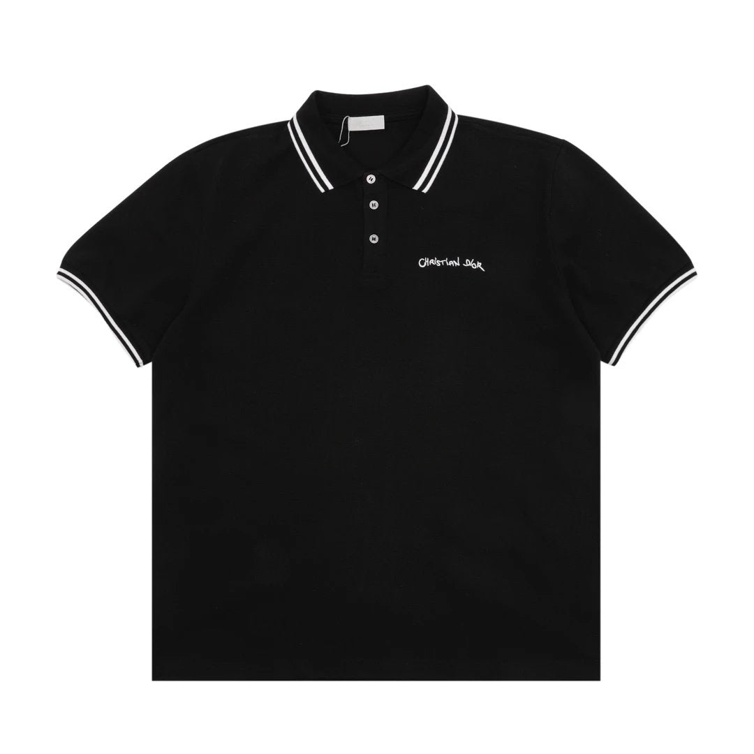Dior T-shirt Handwritten Letters on the Chest logo Embroidery POLO Shirt Lapel Short Sleeve25ss New Unisex Style OS Loose T Summer Half Sleeve Business Shirt Plus Size T-Shirt