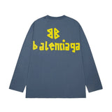 Balenciaga Hoodie Yellow Tape Frayed Washed Vintage Distressed Crewneck Sweatshirt Crewneck Sweatshirt Long Sleeve Base Shirt Outerwear Trendy Unisex Sports Casual OS Loose Fit Versatile New Autumn Winter Collection