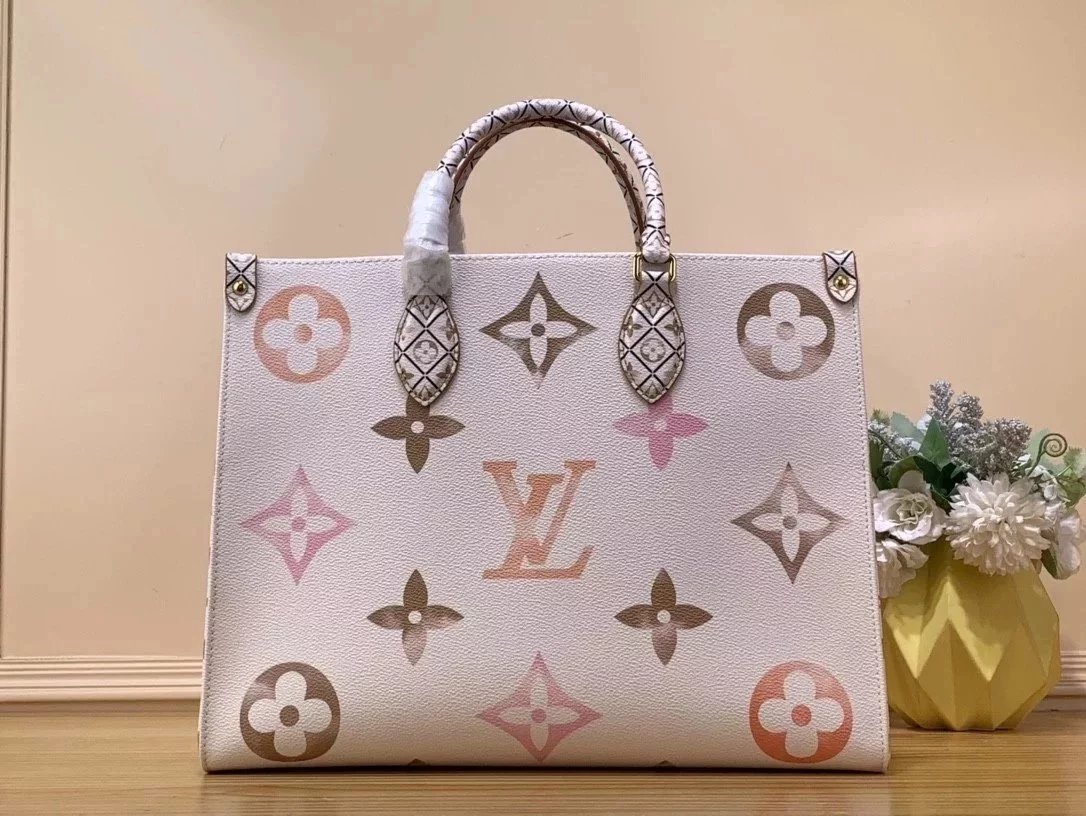 Louis Vuitton LV Women's Bag Top version 【Overseas】M2297623New Gradient Pink Ontheg0PM Small shopping bag Tote Tote Bag Shoulder Messenger Bag Portable Women's Bag LM22975Large Size35cm New tote bag