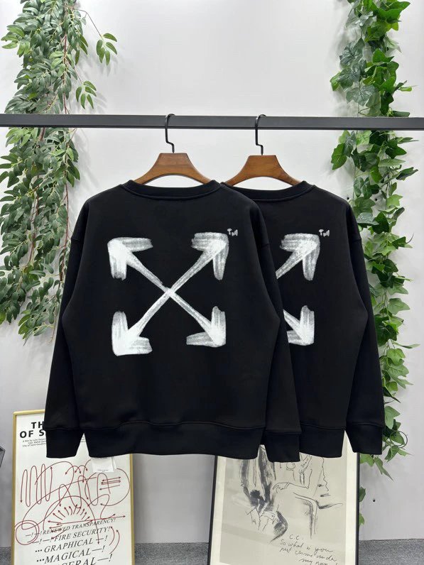 OFF -White Hoodie Top Version Counter Same Style Crew Neck Pullover Sweatshirt Top Men and Women Same Style Autumn and Winter Leisure