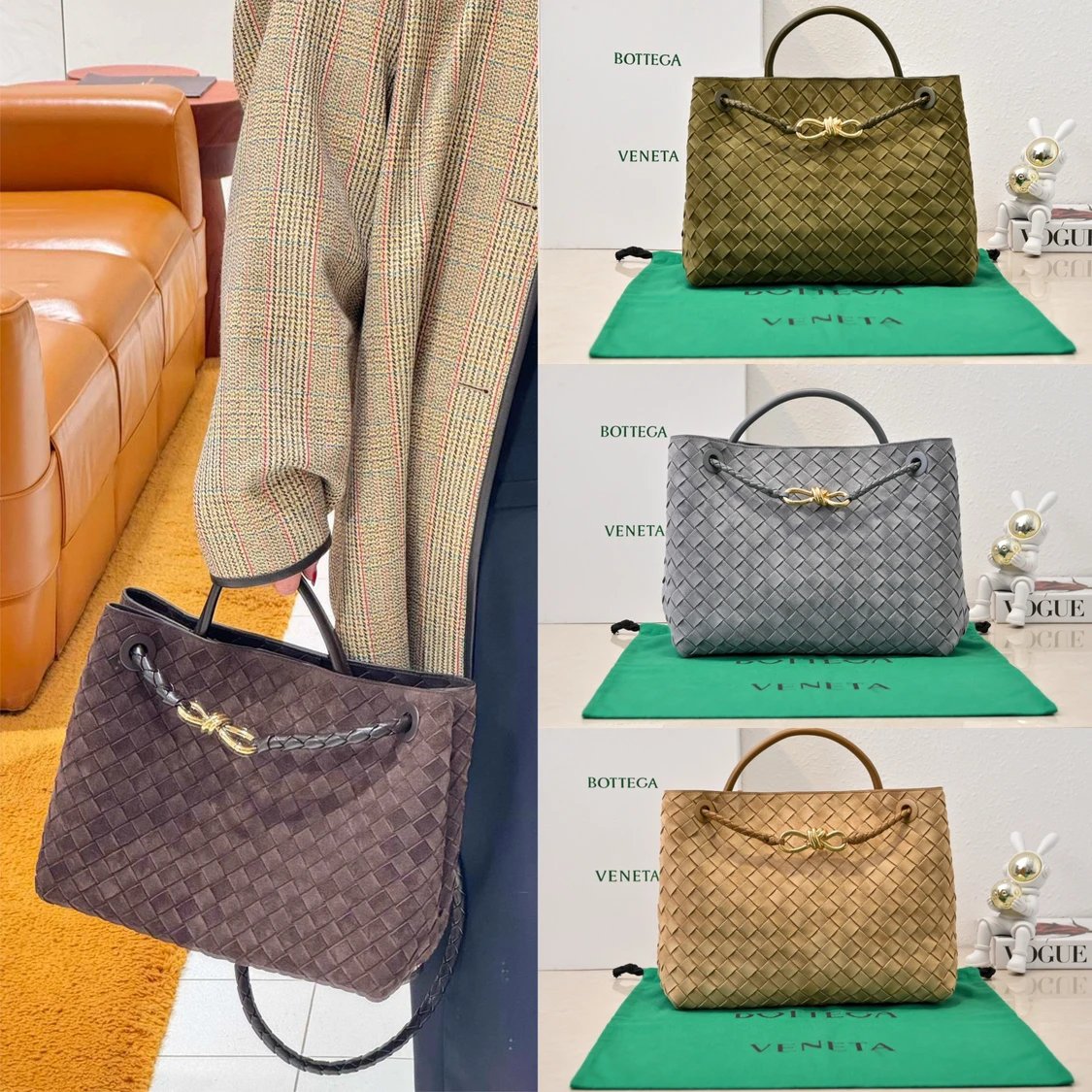 Bottega Veneta Women's Bag Top version 【Level Surrogate Shopping】Home Autumn and Winter New andiamo Handbag Woven Bag Suede Horoscope Buckle Briefcase Shopping Bag Tote Bag tote Bag Handbag Shoulder Crossbody Bag24Autumn and Winter Matte Leather New Women