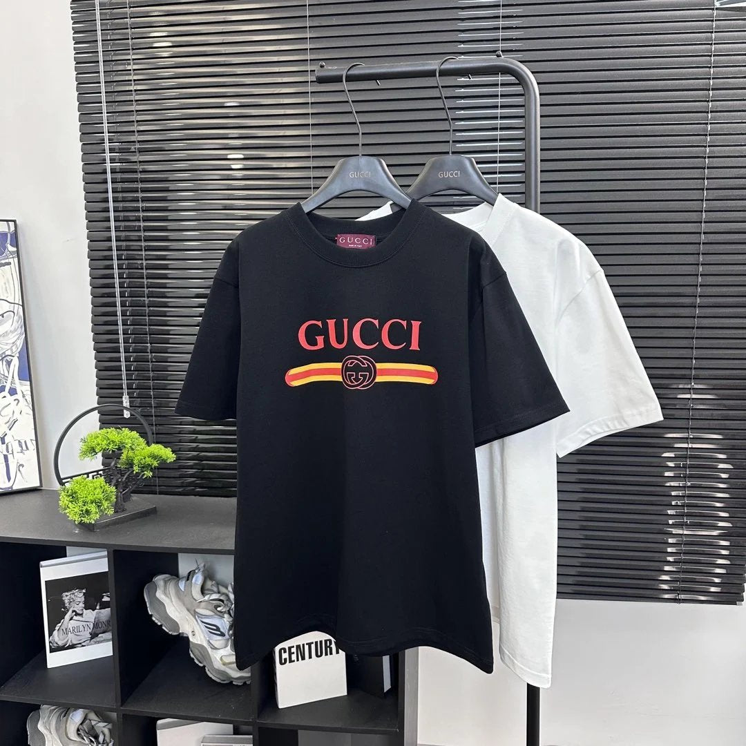 Gucci T-shirt Classic Style Letter Front Print logo round Neck Short Sleeve25ss New pure cotton T Unisex T-Shirt OS Loose Fit Base Shirt Top T-Shirt Short Sleeve