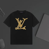 Louis Vuitton LV T-shirt Chest Rope Letter Print logo round Neck Short Sleeve25ss New pure cotton T Unisex T-Shirt OS Loose Fit Base Shirt Top Half Sleeve T-Shirt