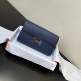 Hermes women's bag Top version New Kangkang Women's Bag epsom Leather Palm Print ConstanceToGoWoc Shoulder Crossbody Handbag Clutch Long Long Purse Wallet Dinner Bag