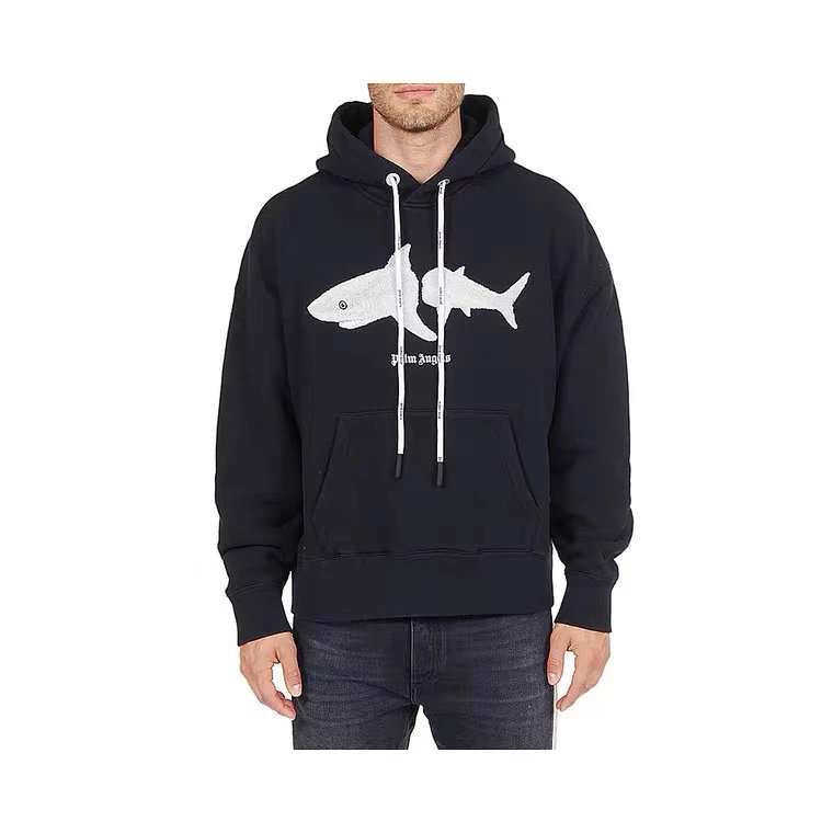 Palm Angels Hoodie Top Version Shark Embroidery Hooded Pullover Niche Men's and Women's Autumn and Winter Hoodie Fashion