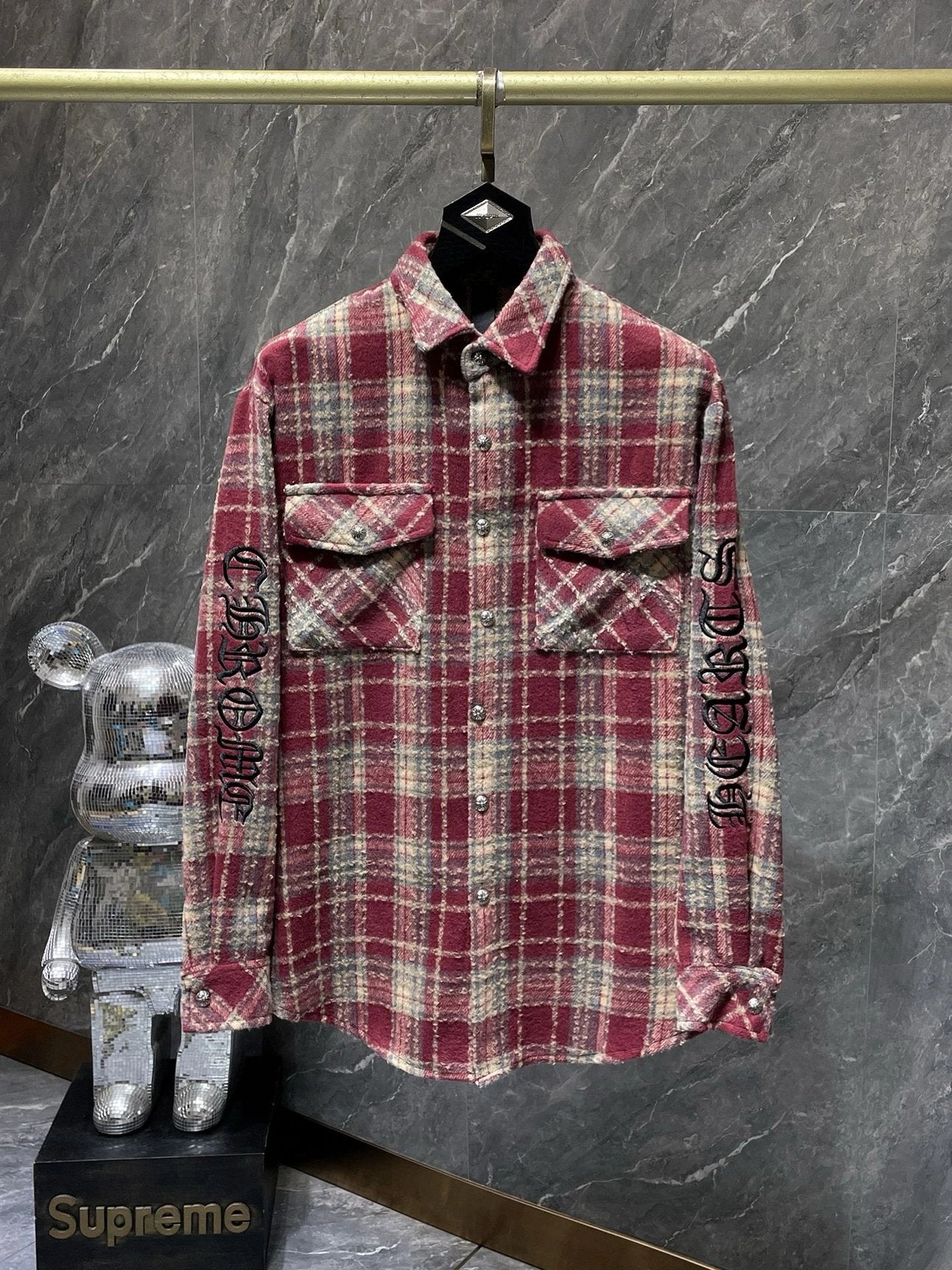 Chrome Hearts Shirt Top Version Counter Same Style Fashion Brand Long-Sleeved Shirt Men's and Women's Same Lapel Shirt Loose Casual Shirt