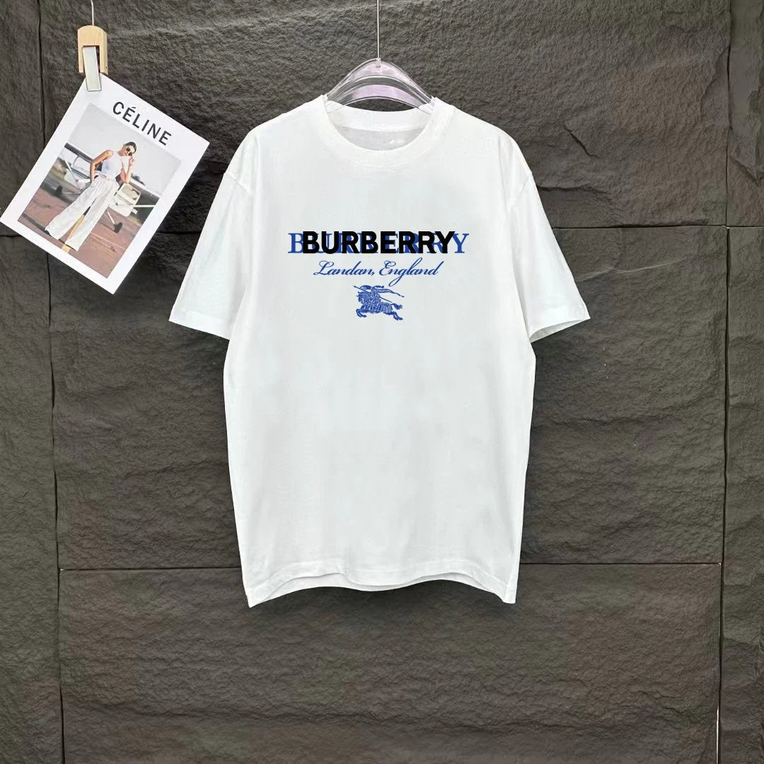 Burberry T-shirt Chest Overlapping Brand Logo Print logo round Neck Short Sleeve25ss New Pure Cotton Unisex Style T T-shirt OS Loose Fit Base Shirt Top Half Sleeve T-Shirt