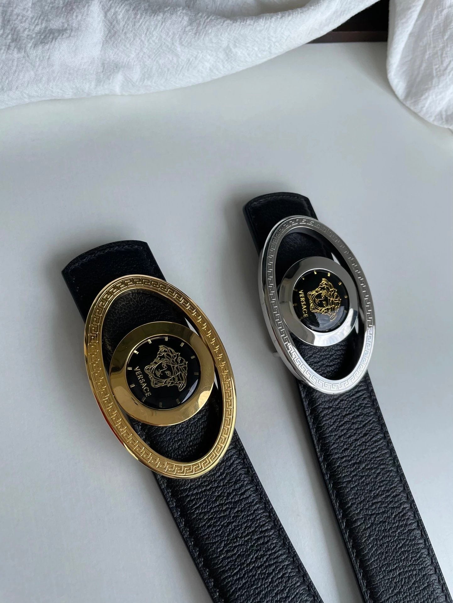 VERSACE Belt Top version High-End Belt Classic Fashion Brand Casual Leather Belt Belt Men's Leather All-Match Smooth Buckle Head Belt Pant Belt